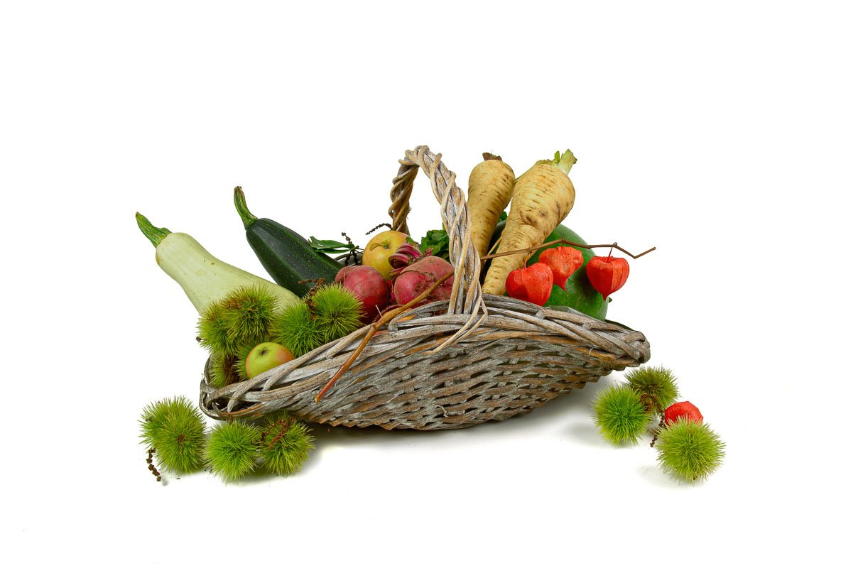 Een herfstmand voor groente en fruit